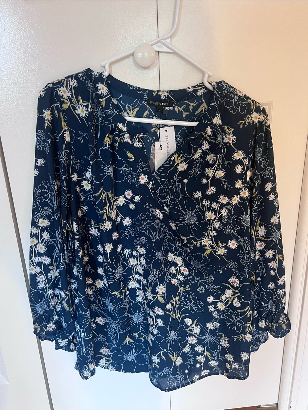 Papermoon Dark Teal Floral Long-Sleeve Blouse - Picture 2 of 5